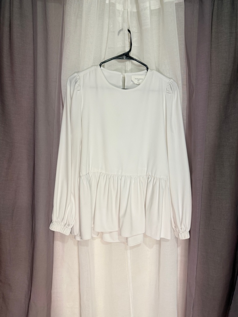 Pomander place Puff-Sleeve Peplum Blouse in Ivory